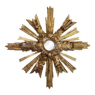 Contemporary Neo Baroque Style Giltwood Sunburst Mirror For Sale