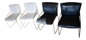 Mid Century Italian Leather & Chrome Dining Chairs - Set of 4