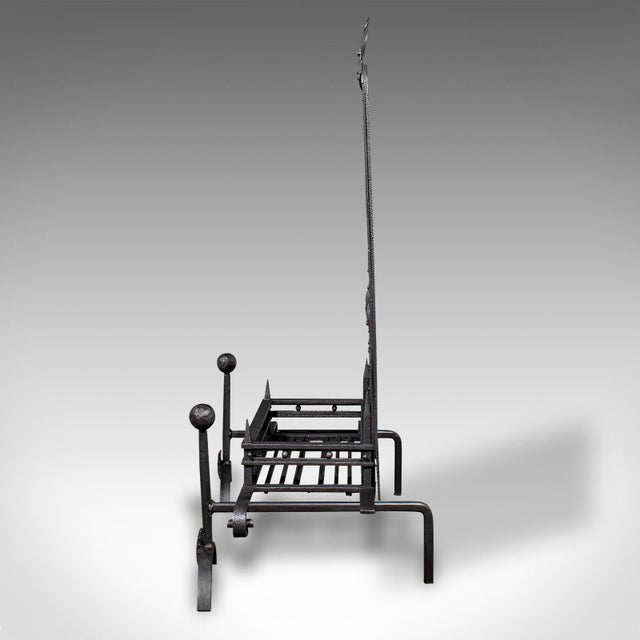 Antique Open Hearth Fireplace, English, Fire Basket, Andirons, Victorian, C.1900 For Sale - Image 6 of 11