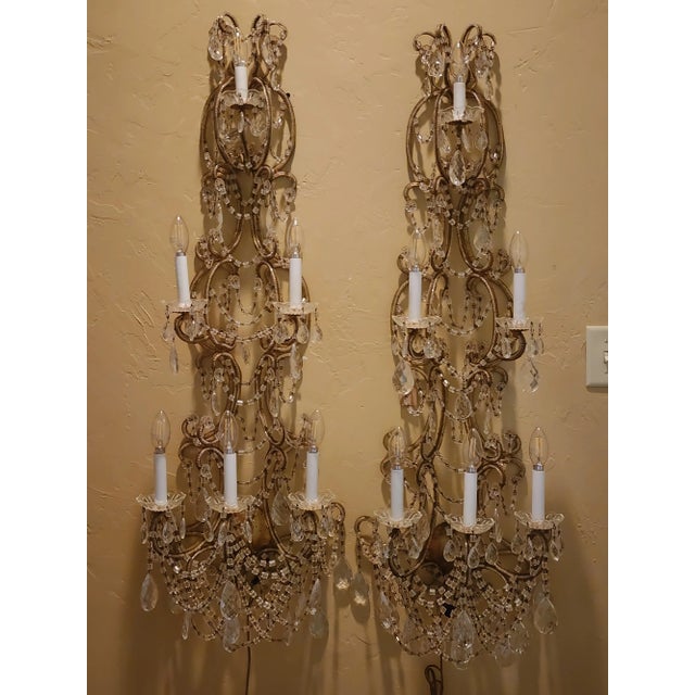 Extra Long Italian Beaded Sconces For Sale - Image 4 of 11