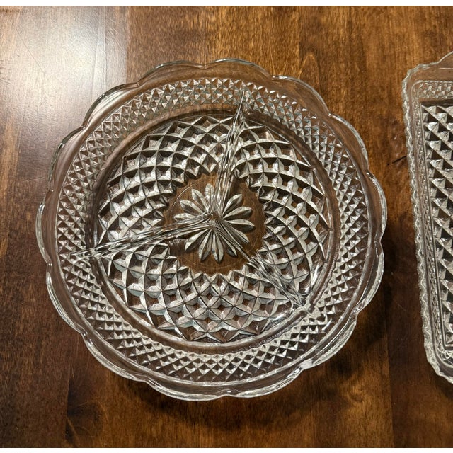 Anchor Hocking Wexford Divided Relish Dish and Tray For Sale - Image 6 of 10
