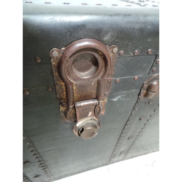 19th Century Leather / Wood Travel Trunk For Sale - Image 9 of 15