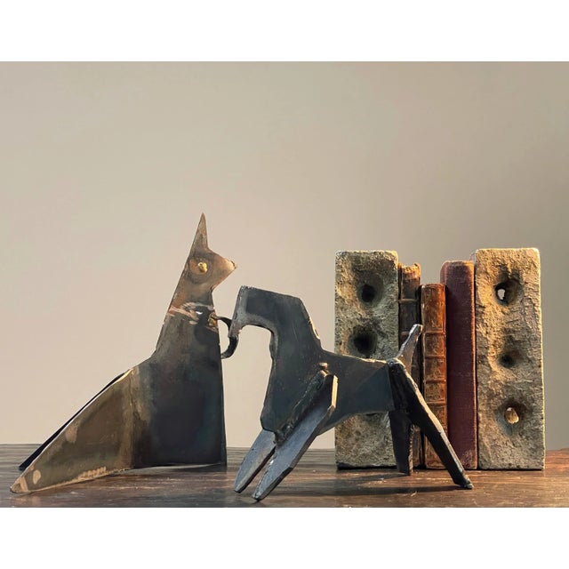 Vintage Outsider Rough Cut Metal Brutalist Llama Sculpture. Rough cut metal llama sculpture. In the style of Silas...