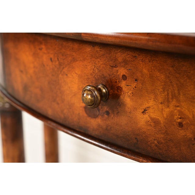 Maitland Smith Style French Empire Burl Wood and Gold Gilt Demilune Console Table For Sale - Image 9 of 16