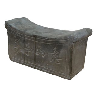 Vintage Chinese Grey Stone Eternal Youth Always Young Pillow Neck Head Rest For Sale