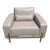 Theodore Alexander Contemporary Taupe Leather Lounge Chair With Brass Accents For Sale