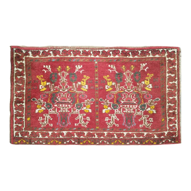 Vintage Turkoman Hand Knotted Wool Rug, 1'6x2'7 For Sale