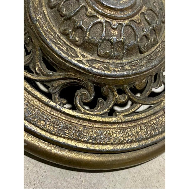 Antique Art Nouveau Style Decor Holes Bronze Ceiling Light Plate For Sale - Image 4 of 4