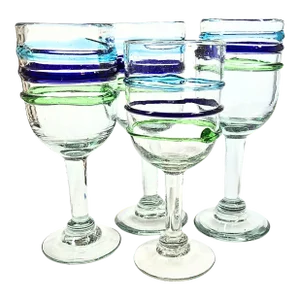 Handblown Coastal Goblets- Set of Four