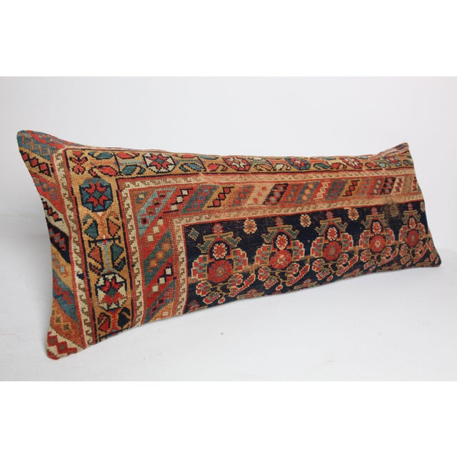 Handmade Authentic Navy-Blue Lumbar Rug Pillow Cushion Cover -16'' X 43'' For Sale - Image 9 of 13