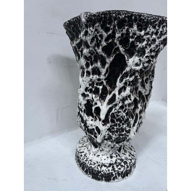 Footed Vase with Lava Decoration by Marius Giuge for Vallauris For Sale - Image 4 of 9
