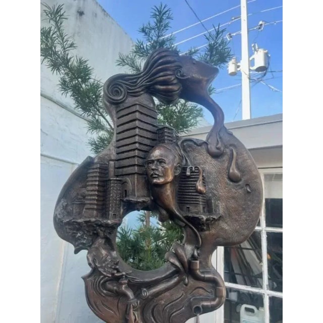 Stone 89 Inches Tall Large Bronze Sculpture on Mable Base 1996 For Sale - Image 7 of 9