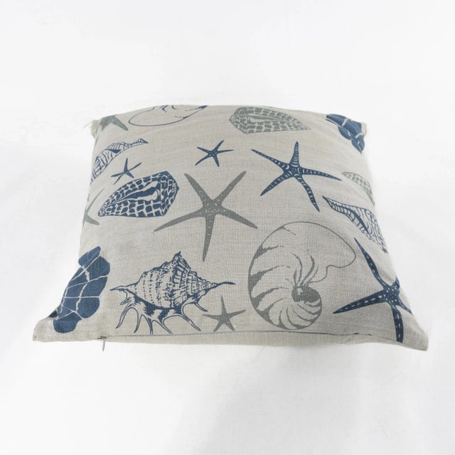 Coastal Seashell and Starfish Print Pillow – Oceanic Charm For Sale - Image 4 of 11