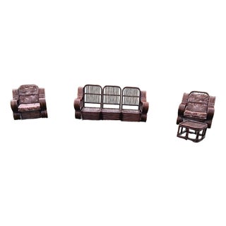 1950s MCM Rare Five Strand Rattan Furniture For Sale