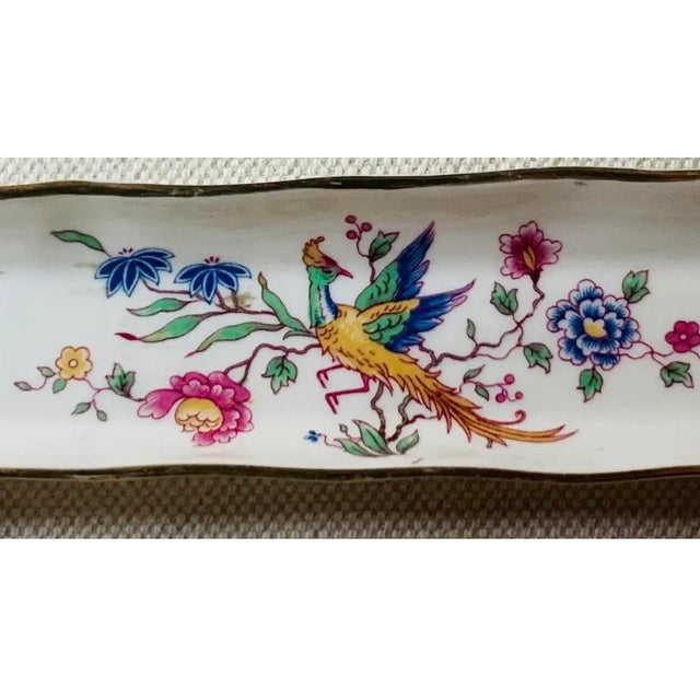 Antique Hammersley Fine Bone China Pen Tray, Bird of Paradise Chinoiserie, Gold Rim, Made in England, Circa 1900–1920 For Sale - Image 11 of 15