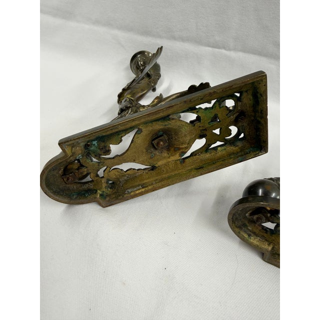 Neoclassical Early 19th Century Neo Classical Brass Chimera Candle Sticks For Sale - Image 3 of 12