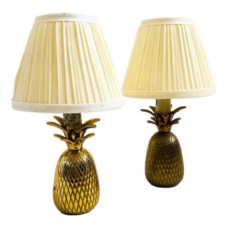 Vintage Brass Pineapple Lamps - Set of 2 For Sale