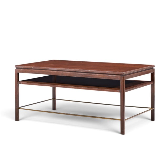 Mid-Century Modern Edward Wormley for Dunbar Mid Century Mahogany and Brass Coffee Table For Sale - Image 3 of 8