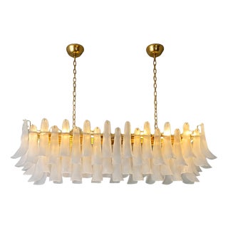 Frosted Selle Murano Glass Rectangular Chandelier in Mazzega Style by Simoeng for Simoeng For Sale