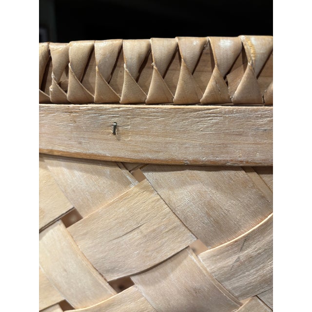 18 Inch Vintage Boho Style Late 1980s Coastal Handwoven Reed Storage Basket – Rounded Square Form For Sale - Image 9 of 14