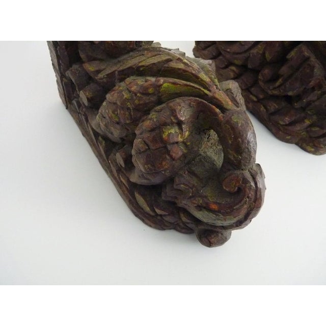 Indian Carved Wooden Wall Candleholders, 19th Century For Sale - Image 4 of 11