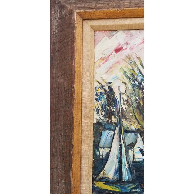 1960s Vintage Rural Bay Oil Impasto Landscape Painting For Sale - Image 10 of 13