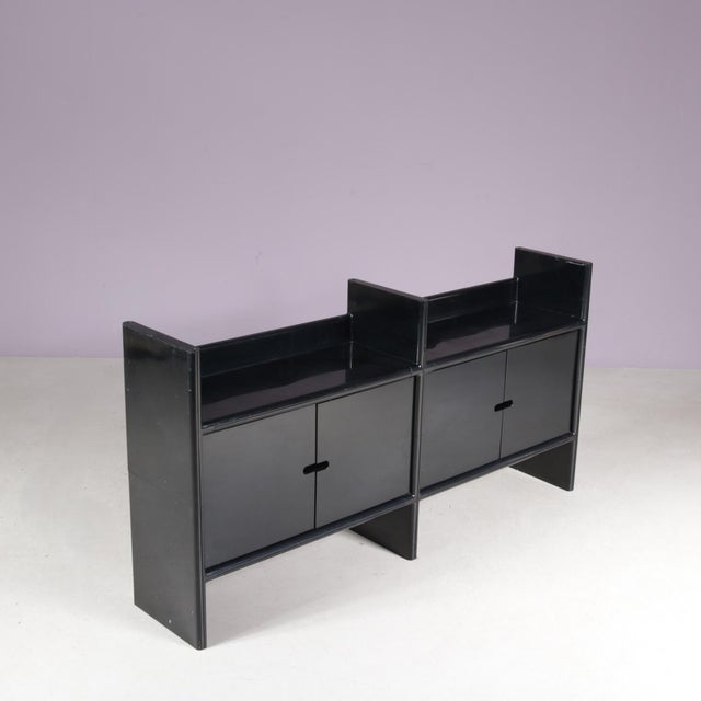 Plastic Low Black Plastic Model Multiplo Cabinet by Guzzini for Kastilia, Italy, 1970s For Sale - Image 7 of 14