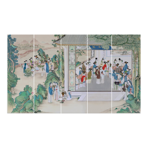 36"*108"/Panel, Dream of Red Mansions Paintings, Chinoiserie Wall Panels， Court Ladies, Chinoiserie Wallpaper
