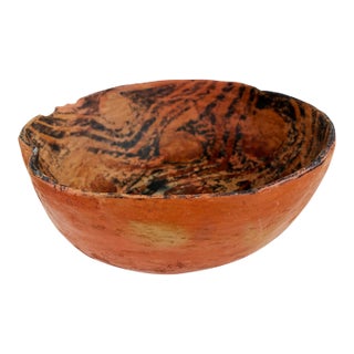 Vintage Amazonian Wauja Indigenous Redware Ceramic Bowl Brazil For Sale