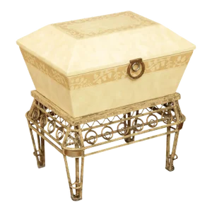 Contemporary Hollywood Regency Style Jewelry Casket on Wrought Iron Stand