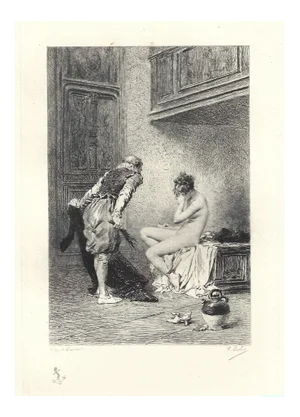 Emile Boilvin - La Dame Fouettée - Etching - 1882