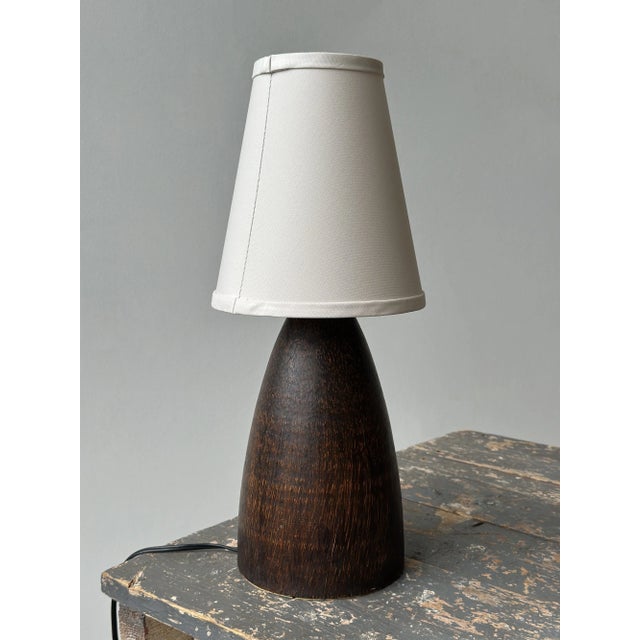 Vintage Minimal Turned Wood Conical Table Lamp, Circa 1970s-80s For Sale - Image 12 of 15