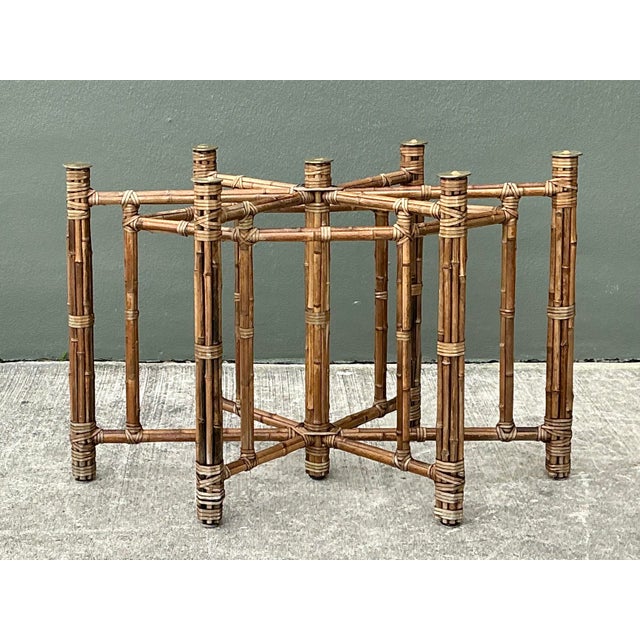 Wood Vintage McGuire Hexagon Dining Table Pedestal For Sale - Image 7 of 12