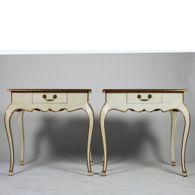 1990s Vintage Custom Nightstands With Scalloped Apron and Single Drawer - a Pair For Sale - Image 12 of 12