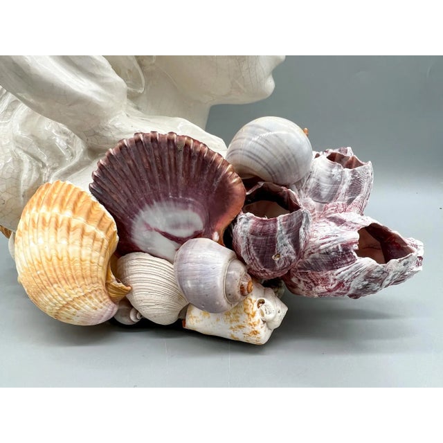 Vintage Nautical Seashell Shell Encrusted Ceramic Bust Sea Princess Woman For Sale - Image 11 of 13
