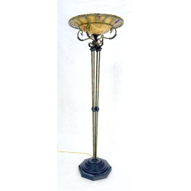 Maitland - Smith Large 24" Diameter Onyx Shade Black Marble Maitland Smith Floor Lamp MINT For Sale - Image 4 of 15