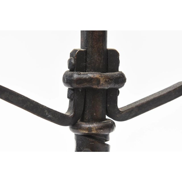 1900 - 1909 Vintage Arts and Crafts Bronze 3 Arm Candlestick Austrian Signed For Sale - Image 5 of 11