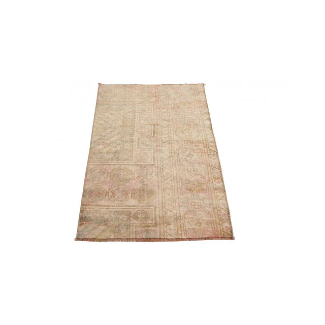 Handknotted Vintage decorative mini wool rug fragment. Approximatelly 45-55 years old. In very good condition. Rare find,...