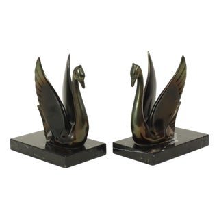 French Art Deco Swan Bookends, 1930s, Set of 2 For Sale