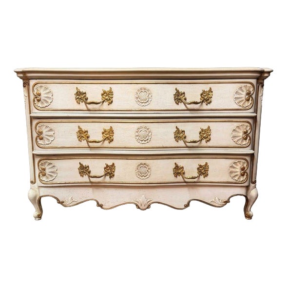20th Century French Serpentine Commode with Gilded Detailing For Sale