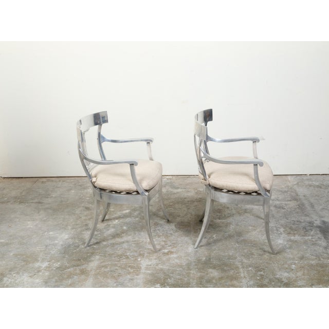Vintage Pair of Mid-Century Steel Armchairs with Custom Cushion and Saber Legs For Sale In Atlanta - Image 6 of 11