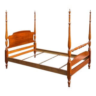 Vintage Ethan Allen Georgian Court Traditional Solid Cherry Full Size Four Poster Bed For Sale