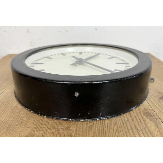 Industrial German Black Factory Wall Clock, 1950s For Sale - Image 11 of 17