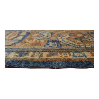 10x14 Blue Hand-Knotted Wool Faded Floral Bloom Geometric Modern Carpet Rug For Sale
