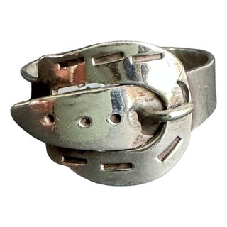 Taxco Mexico Sterling Silver Belt Buckle Ring Size 6.5 For Sale