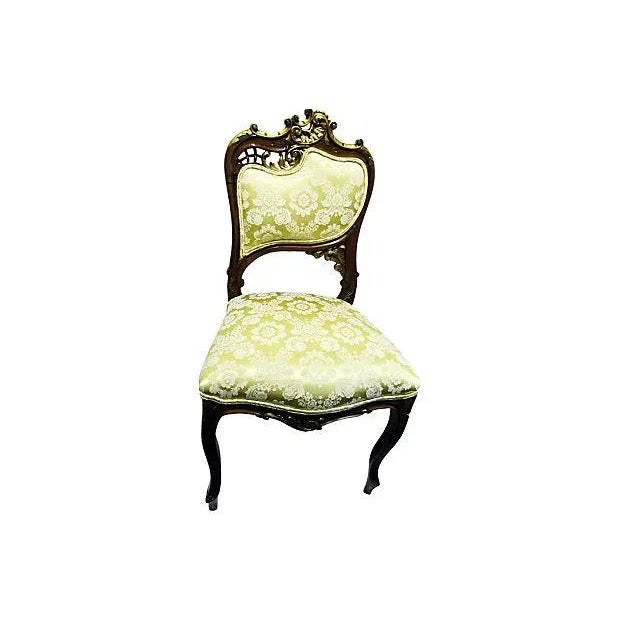 Antique 19th C. Art Nouveau French Side Chair For Sale - Image 4 of 7