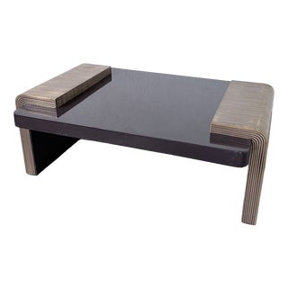 Art Deco Lacquered and Brass Coffee Table, 1950s For Sale