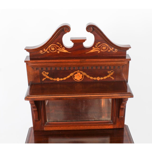 Brown Antique Edwardian Mahogany Marquetry Bedside Chests, Set of 2 For Sale - Image 8 of 18