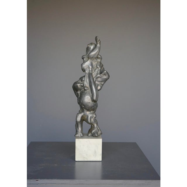 Large Abstract Sculpture, 1960s, Lead on a Marble Base For Sale - Image 10 of 11