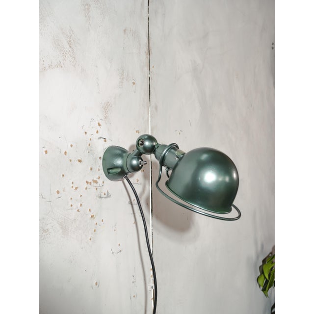 French Industrial Green Metallic Wall Sconce by Jean Louis Domecq for Jieldé, 1950s For Sale - Image 6 of 11